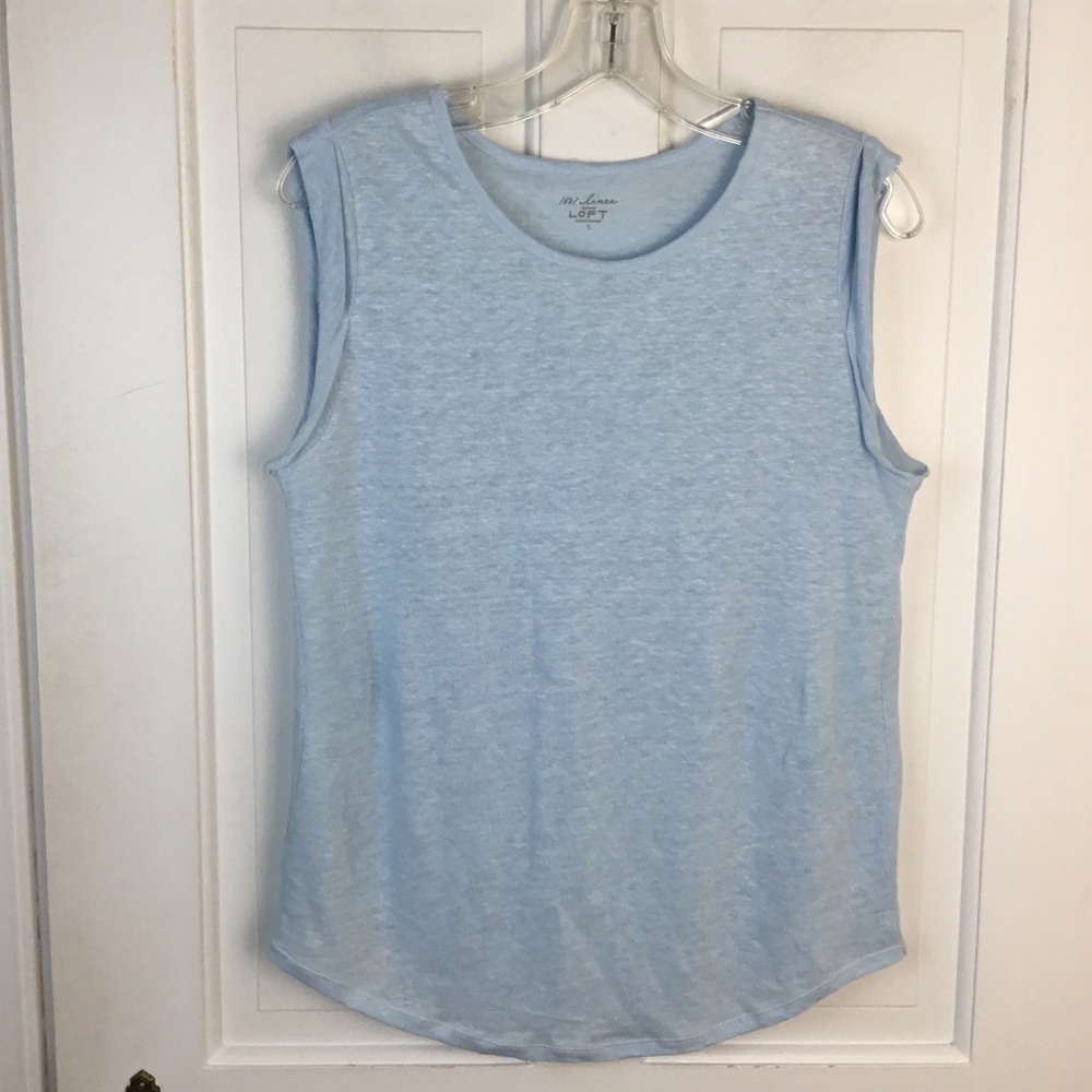 LOFT Light Blue Sleeveless Linen Top